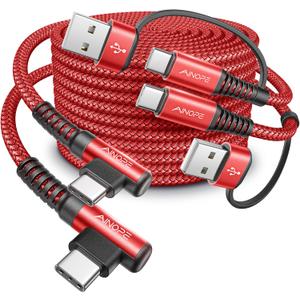 AINOPE USB C to USB C Cable 60W 2-Pack 6.6ft Type C to Type C Fast Charging Cable Charger Right Angle Compatible with Samsung S23 S22 Note 20 Ultra, iPad Pro 12.9 Air Mini MacBook Air, Pixel, Red