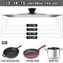 13-14-15 in Universal Pan Lid, Extra Large Stainless Steel Pot Lid for Pots, Pans, Skillets, Replacement Frying Pan Lid with Heat Resistant Silicone Knob, Dishwasher Safe