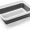 BINO Collapsible Wash Basin - White | Portable Dish Tub | Kitchen | Camping | Sink | Home Essentials | Baby Travel | Folding Dish Pan for Maximum Space Saving