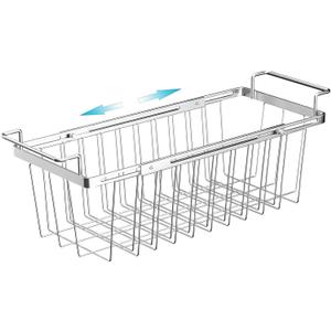 Orgneas Freezer Baskets for Chest Freezer, Capacity Expandable Deep Freezer Organizer Bins Adjustable From 16.5" to 26.5" Stainless Steel Wire Basket Storage with Hanging Handles