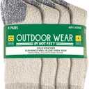HOT FEET Cozy Wool Blend Kids Socks - Crew Winter Socks for Boys/Girls - 4 Pack (M)
