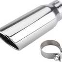 LCGP 3 Inch Inlet Exhaust tip 4" Inch Outlet 12" Long Clamp On Stainless Steel Exhaust Tailpipe Tip for Truck Polished
