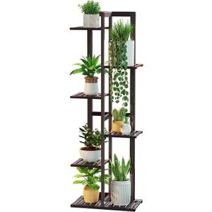 DolceLuna Plant Stand Indoor 6 Tier, Bamboo Plant Shelf Corner Display Rack, 46 Inch Tall Multiple Planter Pot Holder, Space-Saving Flower Stand for Living Room Balcony Garden Patio (Espresso)
