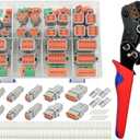 ALFOCI 216 PCS DT Connector Kit with Ratcheting Wire Crimper for Deutsch Connector, 2 3 4 6 8 12 Pin Connectors Automotive Electrical Connectors With Size 16 Stamped Contacts & Accessories