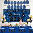2 x Graduation Decorations 2026 2027 - Blue Congrats Grad Banner Backdrop Tablecloth Set - Graduation Decorations Class of 2026 | Graduation Party Favors Supplies