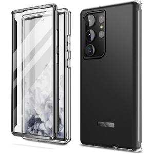 SURITCH for Samsung Galaxy S23 Ultra Case, [Built-in Screen Protector] [Dual-Layer Protection ] Full Protection Shockproof Rugged Bumper Phone Cover for Samsung S23 Ultra 6.8 Inch - Black