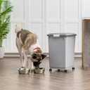 IRIS USA Dog Food Storage Container with Wheels, Airtight Lid, 2-Cup Scoop, Up to 54 Pounds Pet Food Storage, Built in Scoop Storage in Lid, Versatile Pet Food Bin, Portable, BPA Free, Gray/Dark Gray, 54 Lbs