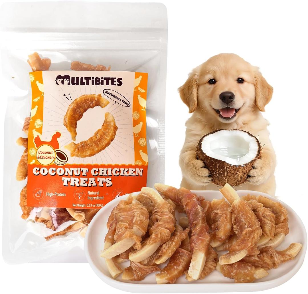 2 x Chicken Wrapped Coconut Dog Treats, Chicken Dog Treats, Healthy Dog Treats for Small Dog Medium Dog, Dog Training Treats, 3.53 oz (EXP 01/22/27)