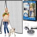 Heavy Duty Door Screen Magnetic Closure, LOVIGA 2024 Thickened Fiberglass Screen Door Mesh, Self Sealing, Side Opened, Pets Friendly, Fine Mesh Keep Bugs Out Fit Door Size 70 Inch X 80 Inch (Gray)