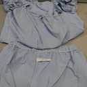 Womens Pajamas Set - 2 Piece Ruffle PJ Soft Tank Top and Shorts Casual Sleepwear Lightweight Lounge Set (Small, Blue)
