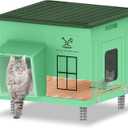 Indestructible Heated Cat House for Outdoor Cats in Winter, 100% Waterproof & Weatherproof Heated Cat House for Outside, Fully Insulated Feral Cat Shelter for Outdoor Barn Strays, 17.7 x 15 x 17.5 in