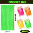 Weysat 4 Pack Glow in The Dark Party Supplies 3.3x6.6 Feet UV Black Light Neon Party Decorations Wave Rose Red Green Yellow Orange Neon Foil Fringe Backdrop Curtains Tinsel Streamers Backdrop