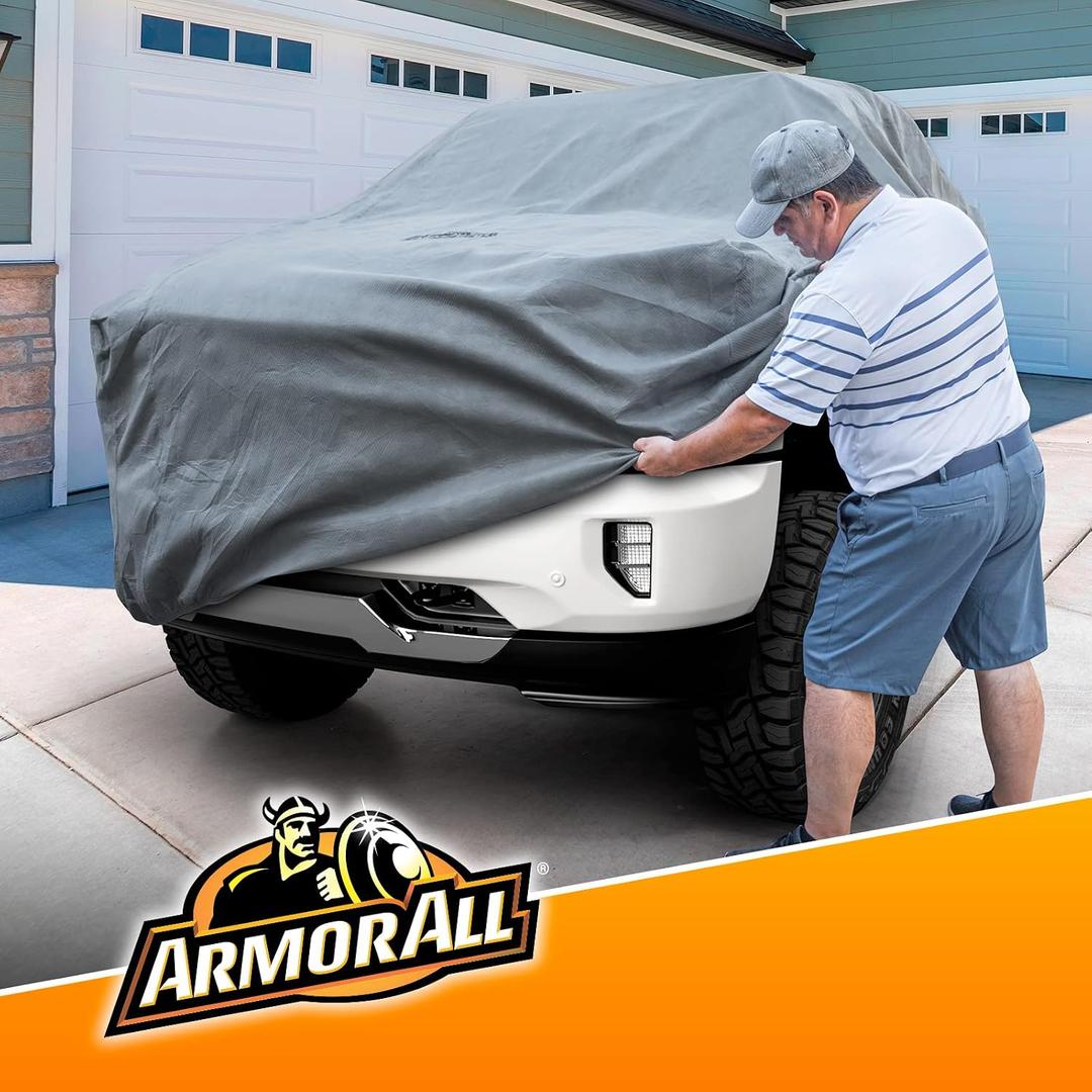 Armor All Heavy Duty Premium All-Weather Truck Cover by Season Guard; Max Protection from Sun Rain Wind & Snow for Trucks from 233" to 249" Total Length; Indoor & Outdoor Use, Grey (1270122SG)