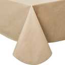 Pioggia Vinyl Tablecloth with Flannel Backing Rectangle Waterproof Oil-Proof Plastic Table Cloth Wipeable PVC Table Cover for Indoor and Outdoor (Beige, 60 x 84 Inch)