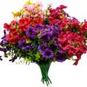 Outdoor Artificial Flowers,16 Bundles 6Color Faux Greenery for Garden Decor | UV resistant, weather-resistant, fits window boxes, planters, vases, porch, outdoor decor, durable for seasonal long-term use