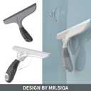 MR.SIGA Multi-Purpose Silicon Squeegee for Window, Glass, Shower Door, Car Windshield, Heavy Duty Window Scrubber, Includes Suction Hook, 10 inch, White & Black, 1 Pack