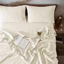 LBRO2M 100% Linen Sheet Set King Size,Bed Sheets 4 Piece Sets,Solid Color Natural Flax Bed Sheets Soft Breathable Bedding,16" Deep Pocket,All Season (King)