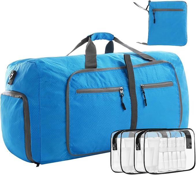 Felipe Varela Honeycomb 85L Duffle Bag with Shoes Compartment and Adjustable Strap,Foldable Travel Duffel Bags for Men Women