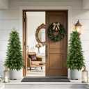 4FT Artificial Cedar Topiary Trees,2 Pack UV Resistant Faux Pine Tree