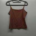 PUMIEY Women's Square Neck Tank Top Adjustable Spaghetti Straps Sleeveless Basic Tops Sharp Collection (Large, Chocolate)
