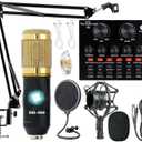Podcast Equipment Bundle, Recording Studio Package with Podcast Microphone and Voice Changer, Live Sound Card  Audio Interface for Laptop Computer Vlog Living Broadcast Live Streaming YouTube TikTok