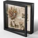 12x12 Shadow Box Frame with Real Glass, Double Door Display Case