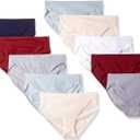Amazon Essentials Women's Cotton Stretch High-cut Bikini Panty, Pack of 10, Cool Colors/ Warm Shades, Large