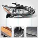 Huray LED Headlight Assembly Fit for Nissan Altima 2016 2017 2018 RH OE Factory Projector Headlamp w/LED DRL Smoked Lens Replacement Right Passenger Side