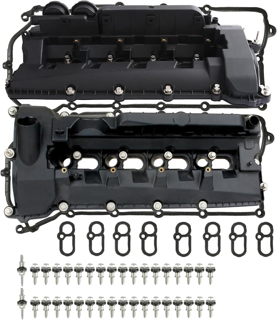 MITZONE Valve Cover Set Left Side and Right Side Compatible with Land Rover LR4 Range Rover Sport 2010-2021 Jaguar XF XE XK XJ F-Type XKR XJR 2010-2021 5.0L V8 Replace LR041443