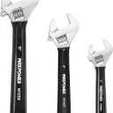 MAXPOWER Adjustable Wrench Set, 3-Piece Adjustable Wrenches 6-inch, 8-inch, 10-inch, Metric & SAE Scales, Extra-Wide Jaw and Soft Grip Wrench Set