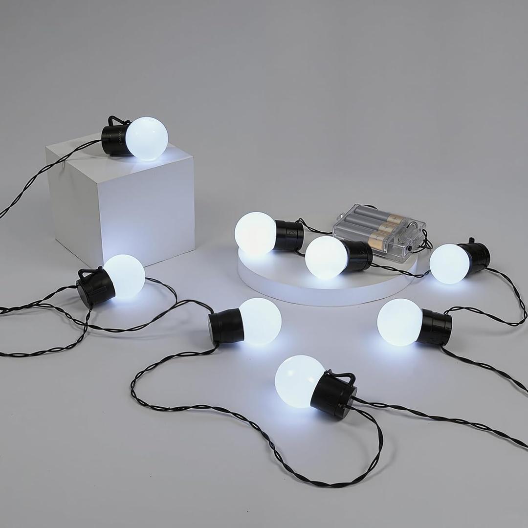 imprsv Battery Operated String Lights for Marquee Light Up Letters Numbers LED 8-Bulb White Indoor Outdoor Cool White Light Bulbs Bedroom Wall Christmas Decor Wedding Birthday Party Decorations