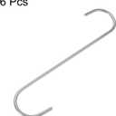 HARFINGTON 6pcs Long S Hooks 8 Inch Extra Long Metal S-Shaped Hanging Hooks High Manganese Steel S Hanger Storage Organizing Tool for Kitchen Garden Bathroom Garage Closet, Silver