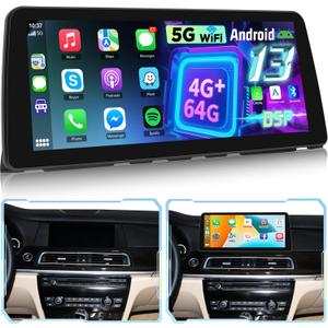 EKAT 12.3 Inch Android Car Stereo for BMW 7 Series F01/F02 with CIC (2010 2011 2012), 1920 * 720P Touchscreen Radio with Wireless Carplay & Android Auto, 32EQ DSP WiFi GPS SWC + AHD Backup Cam, 4+64G