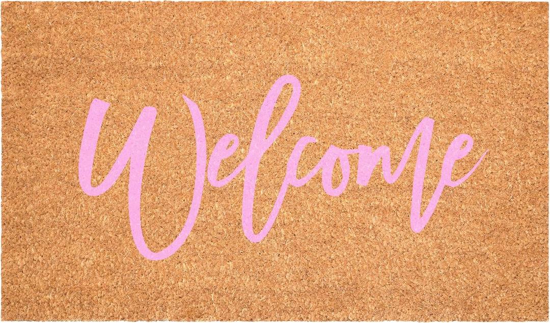 Calloway Mills Cursive Welcome Doormat, Pink (17" x 29")