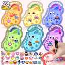 Valentine's Day Cards for Kids School - 56 Shoe Charms Bulk & 28 PCS Shoe Cards for Gift Exchange, Valentines Day Gifts for Kids Classroom, Party Favors & Non-Candy Prizes for Boys and Girls, 3 Age +