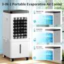 Portable Air Conditioners, 3-in-1 Portable AC Unit with Removable 2.6 Gal Water Tank, Dehumidifier & Fan,Evaporative Air Cooler Windowless with 3 Wind Speeds Swamp Cooler for Bedroom Office Garage