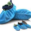 Shoe Covers Disposable Non Slip for Kids 50Pack (25Pairs) Non-woven Fabric Stretchable Durable - Fit US Children's 8-13.5/1-4 Blue(Small)