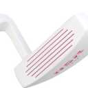 PGM Kids Junior Putter Golf Club Left Handed with Alignment Line | Age 8-12 Soft Grip Stainless Steel Mallet Putter with Enhanced Control and High Forgiveness, White Pink, 27 Inches,  Size 4'0"- 4'5", 