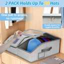 Hat Storage for Baseball Caps,2 PCS Stackable Hat Storage Boxes holds up to 24 Caps Hat Organizer for Closet, Sturdy Snapback Hat Boxes for Women&Men with Clear Window for Closet, Grey