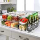 10 Pack Refrigerator Pantry Organizer Bins, Stackable Fridge Organizer Bins with Lids, Clear Plastic Food Storage Bins for Kitchen, Countertops, Cabinets, Fridge, Drinks, Fruits, Vegetable, Cereals