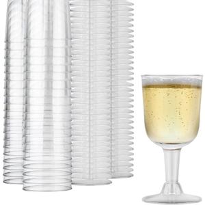 Stock Your Home 5 oz Clear Plastic Wine Glass (40 Pack) - BPA Free & Recyclable - Shatterproof Wine Goblet - Disposable & Reusable Cups for Champagne, Dessert, Food Samples, Catering, Weddings