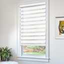 CHICOLOGY Zebra Blinds Cordless Window Shades, Dual Layer Light Filtering Roller Shades for Windows, Sheer Privacy Striped Fabric, Easy Install, 40" W x 72" H, Basic Arctic