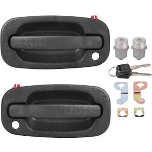 Yinlowa Front Left Right Exterior Door Handles with Locks for 1999-2006 Chevy Silverado GMC Sierra 1500 2500 3500, Tahoe, Suburban, Yukon, Escalade, Replaces 15034985 15034986 19356468 15298924