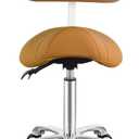 Antlu Saddle Stool Chair with Back Support, Ergonomic Esthetician Stool Chair for Salon Tattoo Spa Medical Dentist Clinic (with Backrest, Camel)