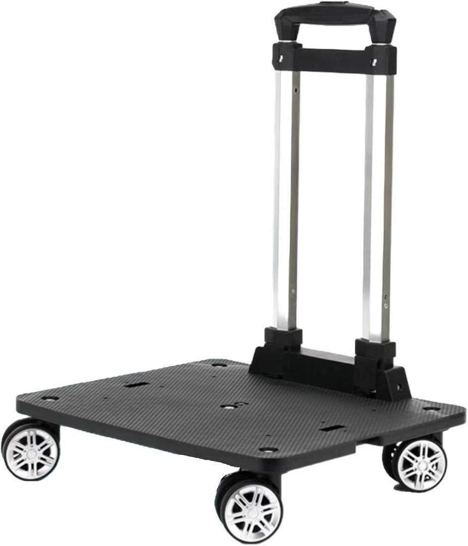 Foldable Push Cart, Platform Trolley with Adjustable Aluminum Alloy Pull Rod, Can Be Used to Handing Household Items, Office Supplies and Warehouse Handling,B 4 Wheel 32 * 24cm/12.6 * 9.4