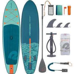 Retrospec Weekender Inflatable Stand Up Paddle Board Includes Paddle, Pump, and Accessories 106 Lightweight iSUP, Puncture Resistant Inflatable Paddle Board for Adults (Seafoam Tide)