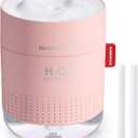 SmartDevil Small Humidifiers, 500ml Desk Humidifiers, Whisper-Quiet Operation, Night Light Function, Two Spray Modes,Auto Shut-Off for Bedroom, Babies Room, Office, Home (Pink)