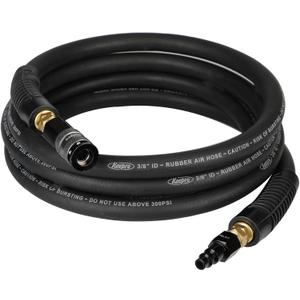 Keepro Rubber Air Hose, Durable Air Compressor Hose 3/8 Inch ID By 10 Feet Long with Swivel Universal Aluminium Quick Coupler and Plug, 300 PSI Maximum Pressure, Black