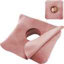 Ear Piercing Pillow for Side Sleepers with Ear Inflammation & Pressure, Soft Velvet Adjustable Ear Guard Pillow with Removable & Washable Cover (Pink, Pillow & Cover)