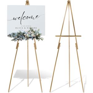 63''Wooden Tripod Display Easel Stand for Wedding Sign, Portable Tripod Wood Artist Easel